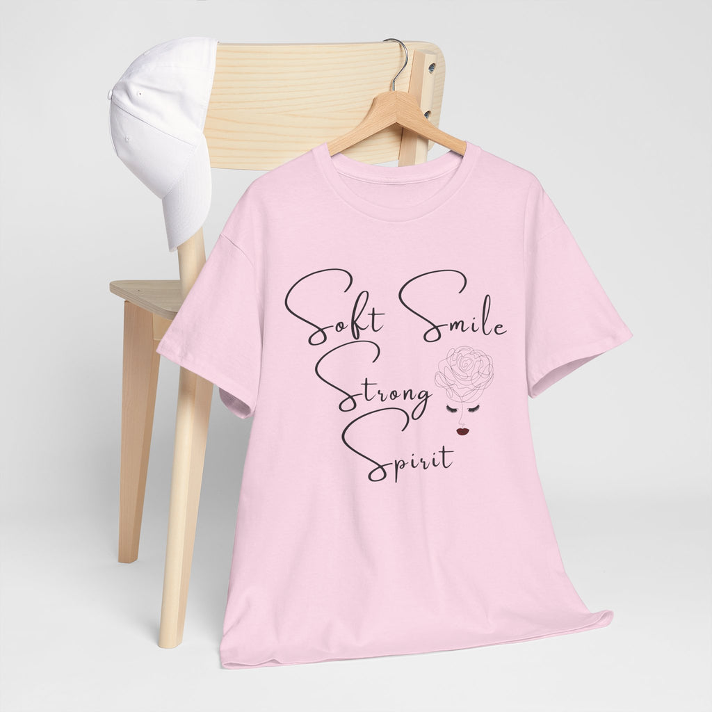 Soft Smile Strong Spirit Tee — Minimal Line Art Inspirational T-Shirt